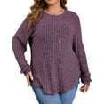thumbnail image 2 of Fantaslook Womens Plus Size Tops Crewneck Long Sleeve Shirts Loose Tunic Tops Curved Hem Fall Pullover, 2 of 9