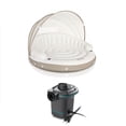 thumbnail image 1 of Intex Inflatable Canopy Island Float Lounge + AC Electric Air Pump w/ 3 Nozzles, 1 of 10