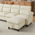 thumbnail image 6 of 106" L-Shaped Sectional Sofa Bed with Movable and Storage Ottoman for Living Room Furniture in Beige, 6 of 7
