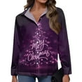 thumbnail image 4 of Women Christmas Tree Print Button Down Shirt Long Sleeve Casual Loose Fit Holiday Blouse Merry Christmas Top, 4 of 5