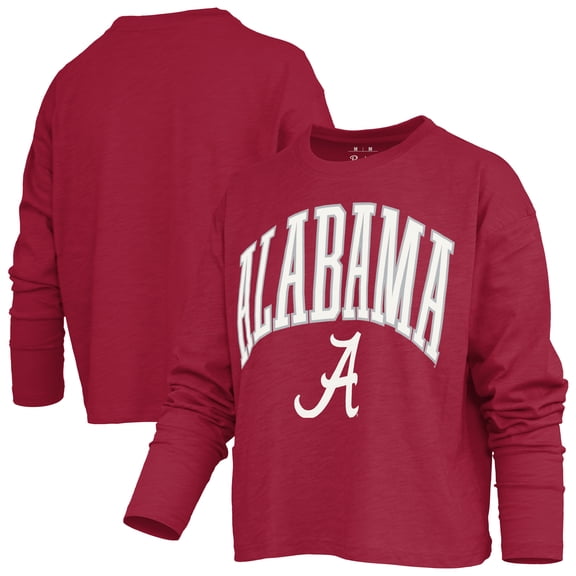 Women's Pressbox Crimson Alabama Crimson Tide Motley Boxy Waist-Length Long Sleeve T-Shirt