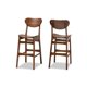 thumbnail image 1 of Baxton Studio Katya Mid-Century Juego de taburetes de bar de 2 piezas de madera con acabado marrón nogal moderno Baxton Studio 1.93271E11, 1 of 2