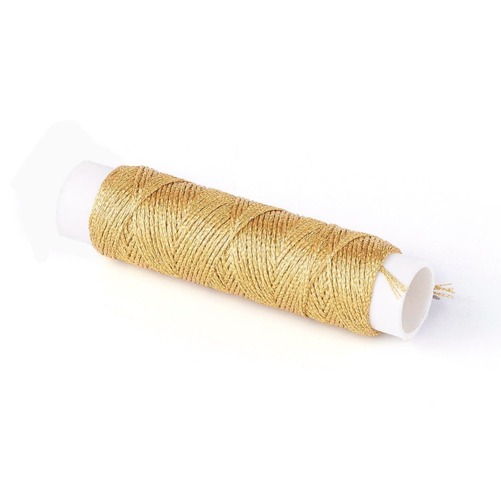 Round Waxed Polyester Twisted Cord Micro Macrame Cord for Leather Projects Bookbinding Gold 0.35mm about 43 yards(40m)/roll