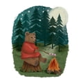 thumbnail image 2 of Fab Funky 26x32 Black Ornate Wood Framed with Double Matting Museum Art Print Titled - Bear Roasting Marshmallows, 2 of 4