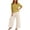 Yellow, variant on Womens 2 Piece Linen Suits 2026 Summer Plus Size 3/4 Sleeve Embroidered Tops Wide Leg Pants Casual Boho Beach Cute Outfits