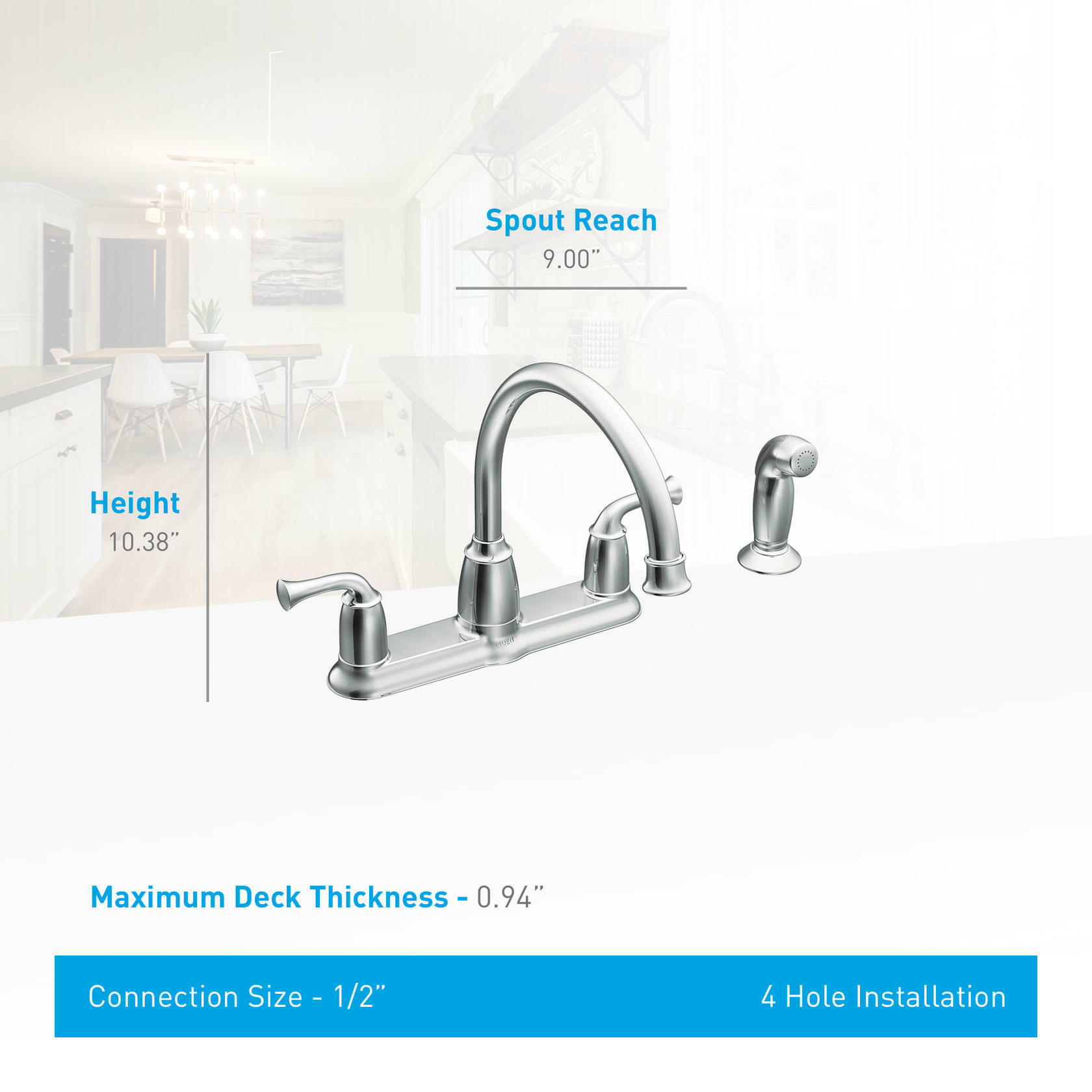 Moen Banbury Chrome Two-Handle High Arc Kitchen Faucet with Side Sprayer