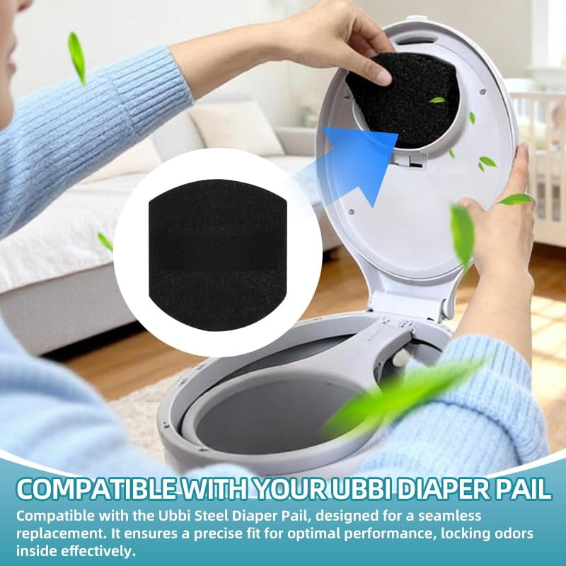 20 Pack Activated Carbon Filter Refills with Adhesive Backing for Ubbi Diaper Pail, Diaper Pail Deodorizer Odor Eliminator, Natural Charcoal Odor Absorber for Nursery, Triple Strength Mode