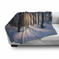 thumbnail image 3 of Winter Soft Flannel Fleece Throw Blanket, Appearance of Sunset in Woodlands with Freezing Idyllic Nature Scenery, Cozy Plush for Indoor and Outdoor Use, 60" x 80", Brown White, by Ambesonne, 3 of 6