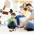 thumbnail image 1 of Juego de decoración navideña para casa de muñecas con escenas en miniatura, 6 adornos para casa, juego de adornos navideños, diseño plegable de 2 niveles, base de madera, portátil para, 1 of 9