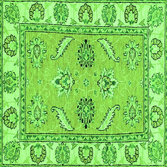 Ahgly Company Indoor Square Abstract Green Modern Area Rugs, 8' Square