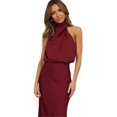 thumbnail image 1 of Robe Longue Plissée Sans Manches en Satin d'Été pour Femmes, 1 of 3