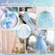 thumbnail image 5 of Tela de tul azul con copos de nieve de 2,2 yardas, 59-63 pulgadas, organza transparente con lentejuelas y patrón de copos de nieve., 5 of 9