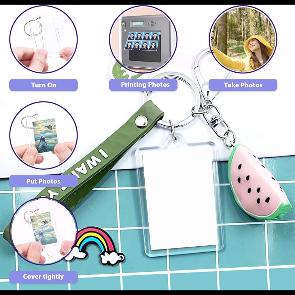 ZPAQI 40pcs Clear Acrylic Keychain Pendants Photo Frame Key Rings Bag Accessories For Valentine's Day gifts