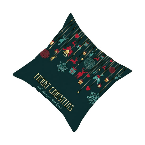 Inteprter Funda de almohada de decoración navideña para el hogar, funda de cojín de árbol de Papá Noel, adorno de Feliz Navidad, regalo de Navidad Decoración del hogar #8 Inteprter HA000402-08B