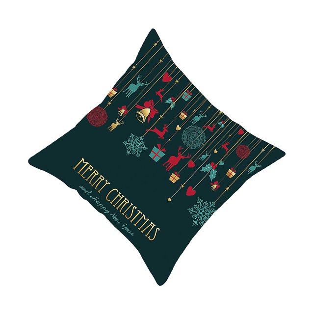 Inteprter Funda de almohada de decoración navideña para el hogar, funda de cojín de árbol de Papá Noel, adorno de Feliz Navidad, regalo de Navidad Decoración del hogar #8 Inteprter HA000402-08B