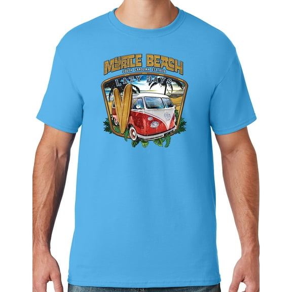 Mens LAZY DAYS MYRTLE BEACH South Carolina T-shirt, 3XL Aqua Blue