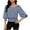Blue, variant on Srogem Womens Puff Sleeve Shirts Trendy 3/4 Sleeve Loose Fit Work Blouses Dressy Casual Elastic Waist Babydoll Tops
