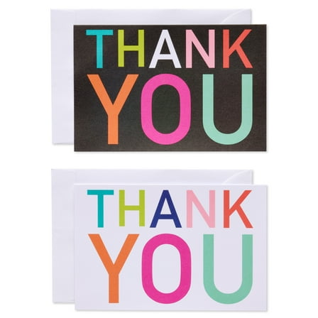 American Greetings Thank You Cards with Envelopes, Multicolored Lettering (48-Count)