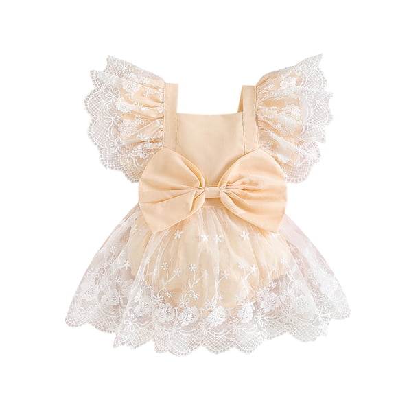 Gibobby Mamelucos para bebe niño con estampado de volantes y mangas voladoras para niñas pequeñas, mono, monos para recién nacidos, ropa(Beige, 18-24 Meses)