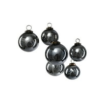 Serene Spaces Living Decorative Antique Platinum Mercury Glass Ball Ornament for Holiday Décor, Set of 6