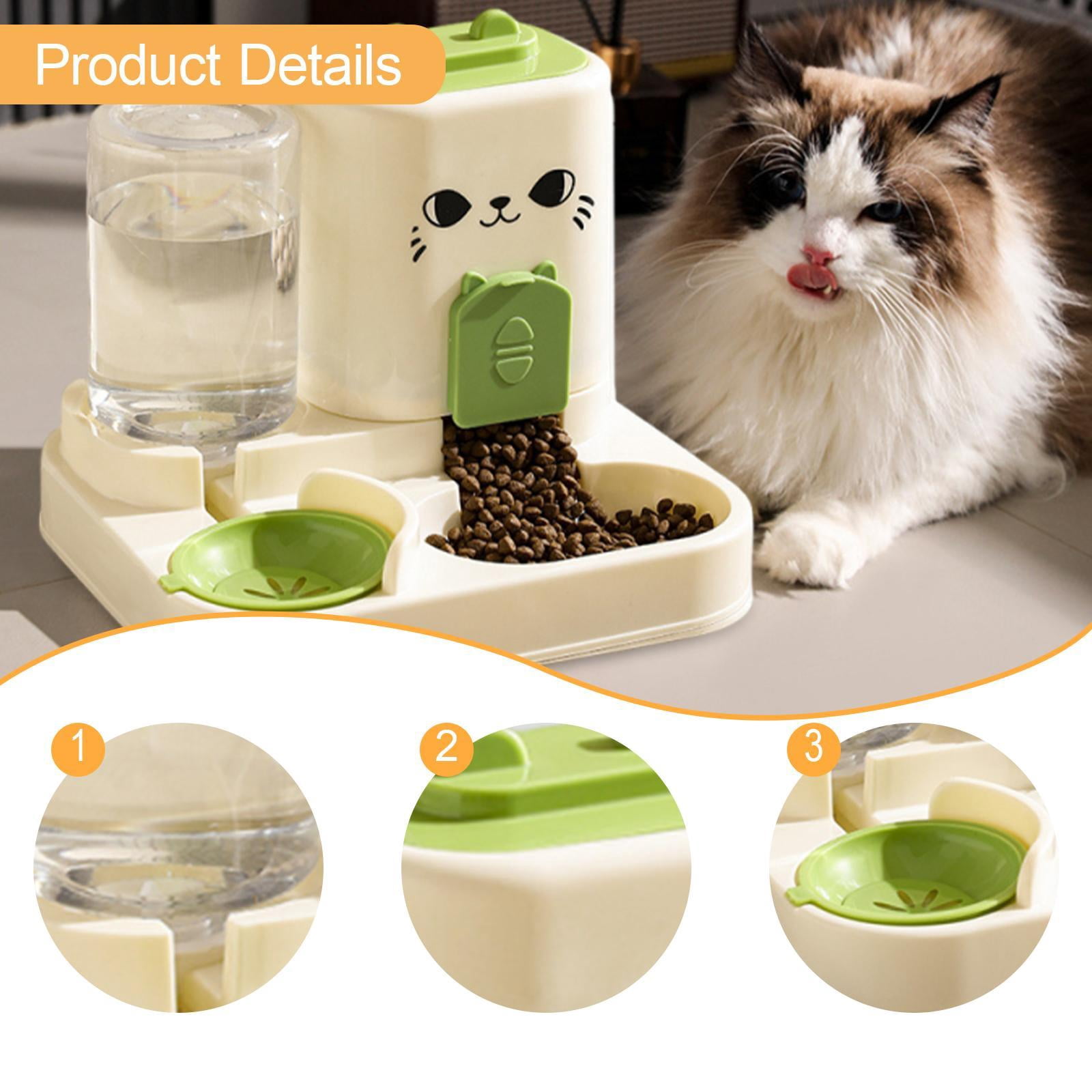 Serenable 2 in 1 Automatic Pet Feeder Water Dispenser Portable Travel Supplies Cat Food Bowl Food Container for Kitten Small Dogs Bunny Green