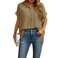 thumbnail image 2 of SAYOO , camisetas de manga corta para mujer, Color sólido/estampado, verano, cuello en V, blusas casuales sueltas, blusa, ropa de calle SAYOO Moda, 2 of 9