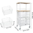 thumbnail image 2 of Kitchen Shelves Storage Basket for Organizing Rolling Utility Cart Pantry Unit with Wheels White, 2 of 7