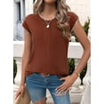 thumbnail image 4 of Womens Summer Cap Sleeve Tops Casual Crew Neck Sleeveless Knit Sweater Vest Loose Fit Pullover Tank Tops Coffee Color L, 4 of 8