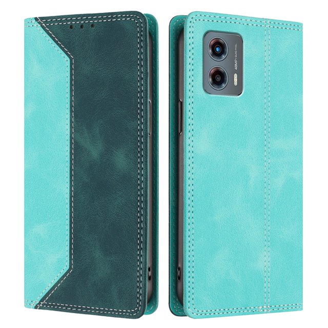 Funda FOXDOCK para Motorola Moto G 5G 2023 de Cuero Premium Bicolor con Ranuras RFID, Carcasa Tipo Billetera Antigolpes y Soporte Plegable