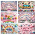 thumbnail image 2 of LUUFILx 3D Happy Birthday Background Rainbow Clouds Decoration Banner Colorful Balloons Candles Theme Photo Booth Photography, 2 of 8