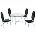 thumbnail image 1 of Ensemble de 5 Pièces avec Table en Verre Circulaire et Accents en Acier Inoxydable Argenté, 1 of 4