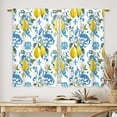 thumbnail image 3 of Blue Lemon Kitchen Curtains Summer Fruit Flower Bathroom Curtains Window Treatment Drapes Tier Floral Nature Leaves Cafe Small Bedroom Short French Door Curtains 2 Panels 27.5x39 Inch, 3 of 6