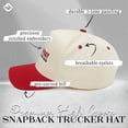 thumbnail image 3 of Funky Junque Trucker Hat – Vintage Two-Tone Snapback Baseball Cap with Embroidered Design - It's a Bad Day to Be a Hotdog - Red/Beige, 3 of 7