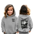 thumbnail image 2 of SUXIAN Sweatshirts for Teen Girls Letter Print Hooded with Pocket for Casual Sports Wear Grey 9-10 Years, 2 of 7