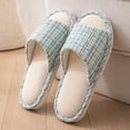 thumbnail image 3 of Xfvqtps Mens Womens Linen House Slippers Open Toe Slide Shoes Non Slip Indoor Casual Flat Comfy Couple Home Shoes, 3 of 7
