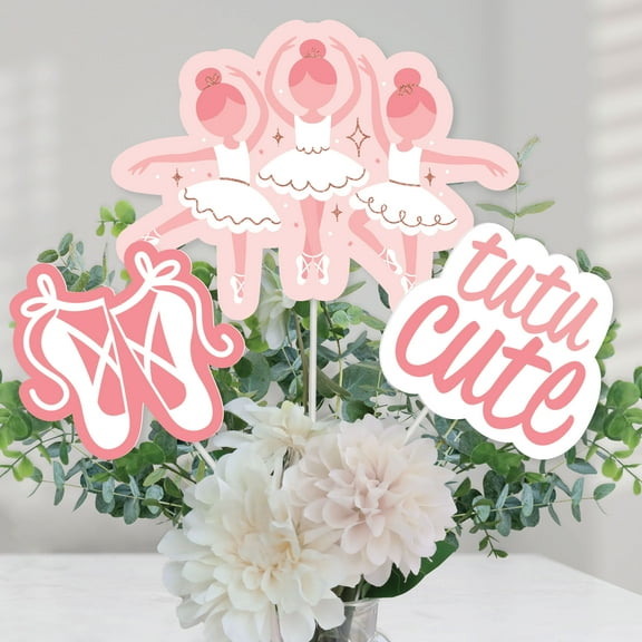 Big Dot of Happiness Tutu Cute Ballerina - Ballet Birthday Party or Baby Shower Centerpiece Sticks - Table Toppers - Set of 15