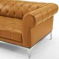 thumbnail image 6 of Contemporary Modern Urban Designer Living Room Lounge Club Lobby Loveseat Sofa, Leather, Tan Brown, 6 of 8