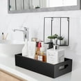 thumbnail image 2 of Black Bathroom Basket - Wooden Toilet Tank Paper Basket with Handle for Organizing - Back of Toilet Storage Organizer for Bathroom Tank Topper Counter - Black Bathroom Decor Box（33*16.5*7.4cm), 2 of 5