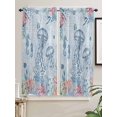 thumbnail image 5 of Blue Jellyfish Coastal Bathroom Window Curtain, Beach Nautical Ocean Coral Seahorse Light Filtering Coffee Kitchen Curtains, Bedroom Living Room Curtains 2 Panel 84"x63", 5 of 6