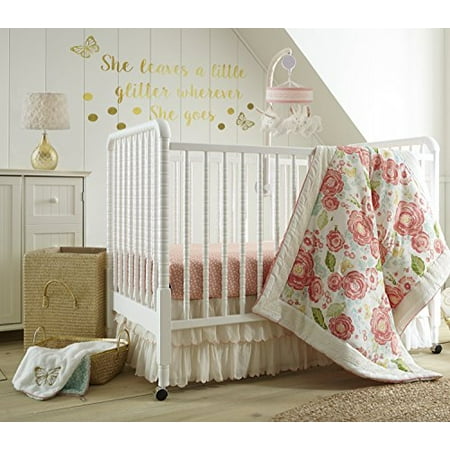 Levtex Baby Charlotte Coral And Cream Floral 5 Piece Crib Bedding