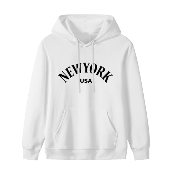 Mens Hoodies with Long Sleeve, New York Print Lightweight Basis Pullover Men's Drawstring Pocket Sweatshirt Hooded