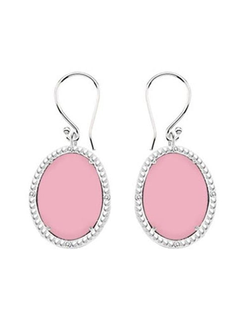 Fine Jewelry Vault UBERBK70384W10DCPK 10K White Gold Pink Chalcedony and Diamond Earrings 30.16 CT TGW by Fine Jewelry Vault
