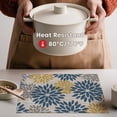 thumbnail image 4 of Sm:)e Floral Vinyl Placemats Set of 4, Heat Resistant Non-Slip Place mats for Dining Table, Washable Durable PVC Vinyl Woven Table Mats, Blue Yellow, 4 of 7