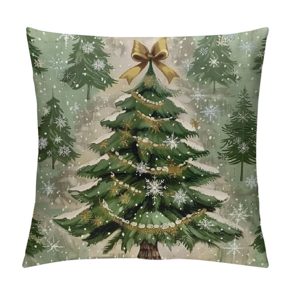 BCIIG Sage Green Christmas Pillow Covers Christmas Trees Snow Throw Pillow Covers Xmas Winter Holiday Decorative Pillow Covers Cushion Cases for Sofa Couch 12x12in