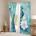 thumbnail image 3 of jejeloiu Cyan Blue Peacock Black Out Curtains,Retro Rustic Flower Curtains Pack of 2 (42x63 Each),Safari Zoo Animal Bedroom Curtains For Men Women,Breathable Home Decor, 3 of 6