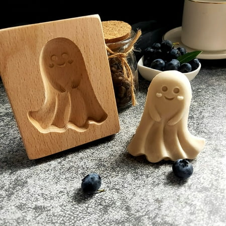 

Rdeuod Novel HolidayCarved Model Cutter Wooden Gingerbread Shortbread Model Pie Molds brown Free Size