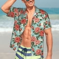 thumbnail image 5 of KLL Men's Hawaiian Shirt Short Sleeve Button Down Beach Shirts-Rose Flowers, 5 of 5