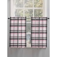 thumbnail image 3 of Tier Curtains 45 Inches Long, Pink Black Plaid Window Treatment Curtain Drapes, Farmhouse Pink Black Checkered Small Curtain Drapes for Bathroom Laundry Room, 27.5"x45", 2 Panels, 3 of 7
