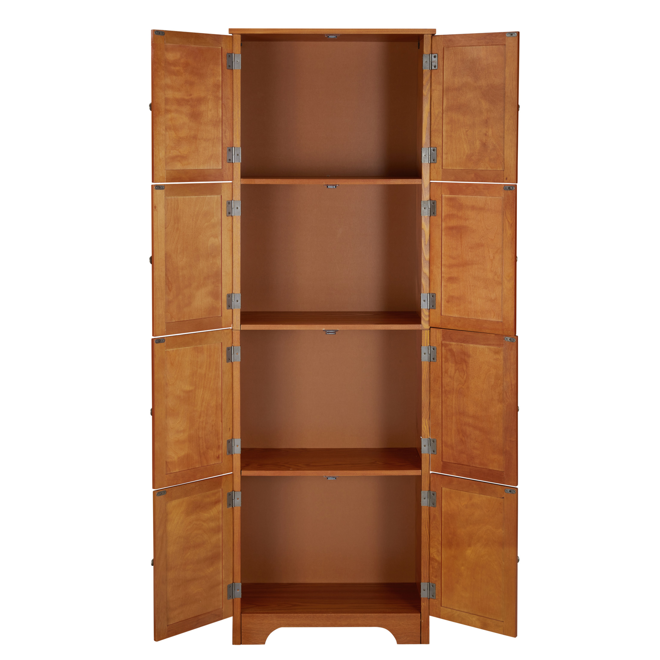 Noble House Vandal 72.4" Tall Storage Cabinet, 8-Door Freestanding Pantry Bookshelf with Shelves, Kitchen, Oak