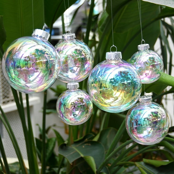sunsanly 30 Pcs Iridescent Ball Ornaments Clear Christmas Balls Plastic Hanging Bubble Balls for Tree Party Indoor/Outdoor Decor
